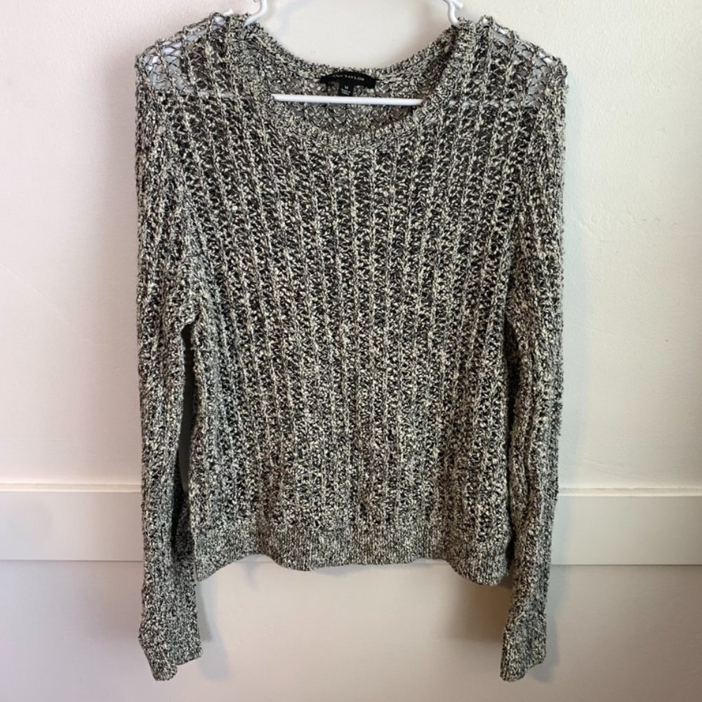 Ann Taylor Black & White Marled Lose Knit Sweater